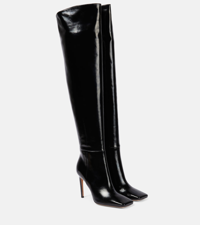 Shop Gianvito Rossi Christina Leather Over-the-knee Boots In Black