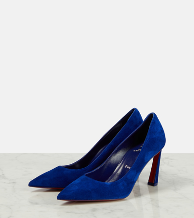 Christian Louboutin Condora Suede Red Sole Pumps In Blue