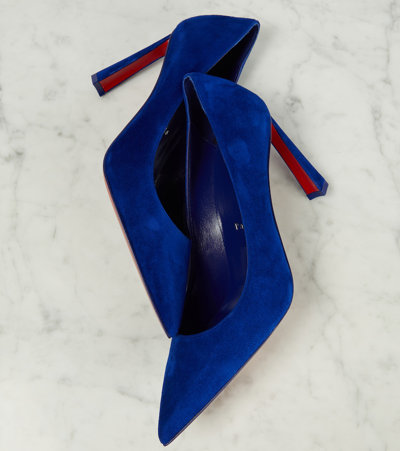 Christian Louboutin Condora Suede Red Sole Pumps In Blue
