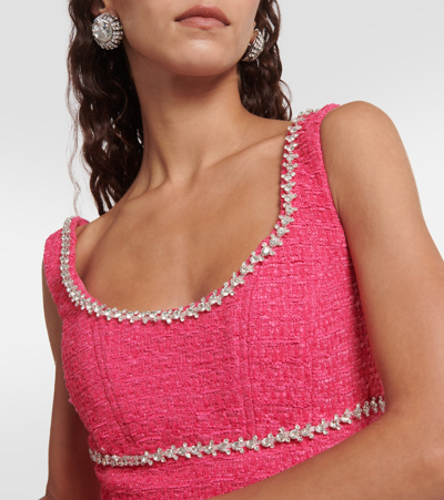 Shop Self-portrait Bouclé Minidress In Pink