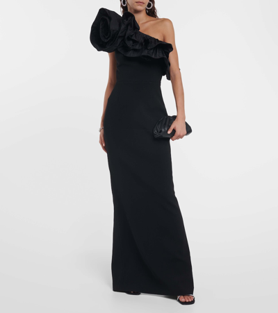 Shop Rebecca Vallance Chloe One-shoulder Gown In Black