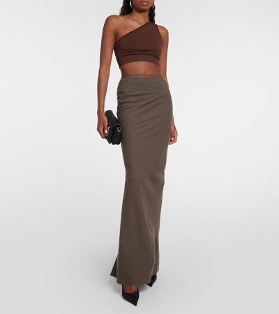 Rick Owens Luxor One-shoulder Athena Crop Top In Brown