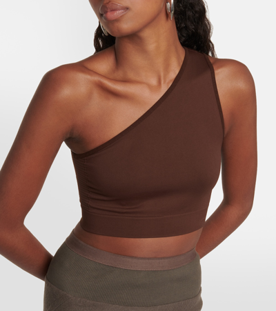 Shop Rick Owens Athena One-shoulder Cropped Top In Brown