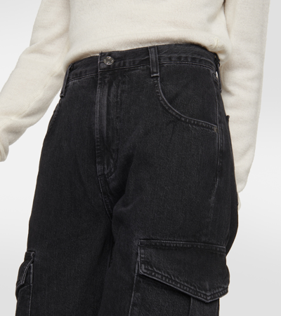 Agolde Minka Wide Leg Cargo Jeans In Black