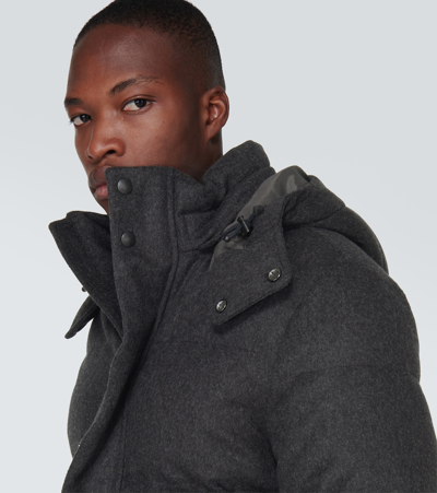 Shop Ralph Lauren Purple Label Puffer Down And Wool-blend Jacket In Grey
