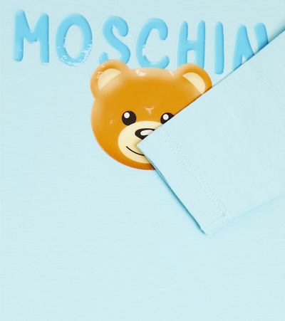 Shop Moschino Baby Teddy Bear Cotton Jersey T-shirt In Blue