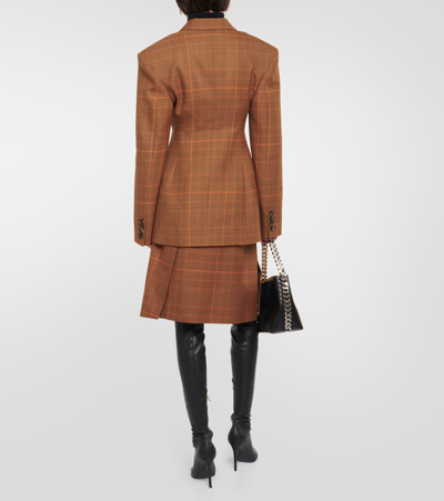 Shop Stella Mccartney Checked Virgin Wool Blazer In Orange