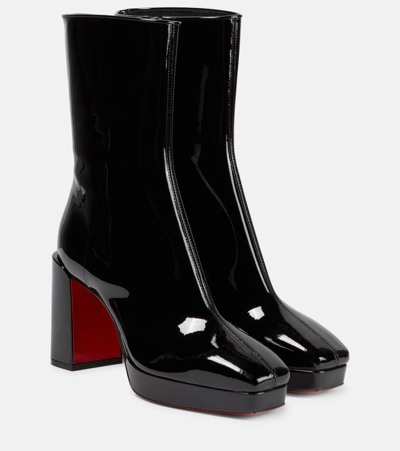 Shop Christian Louboutin Alleo 90 Patent Leather Ankle Boots In Black