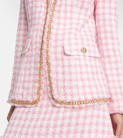 Shop Rebecca Vallance Gabrielle Checked Tweed Jacket In Pink