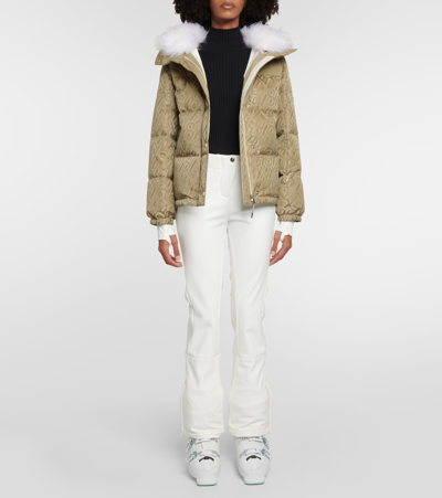 Yves Salomon Logo Shearling-trimmed Down Jacket In Multicoloured