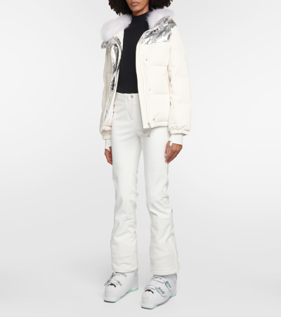 Yves Salomon Shearling-trimmed Down Jacket In Multicoloured
