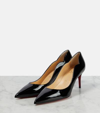Christian Louboutin Hot Chick 70 Scalloped Patent-leather Pumps In Black