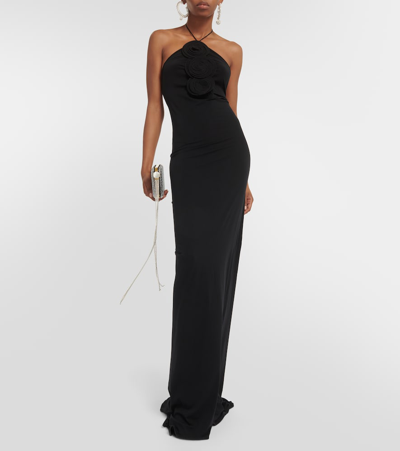 Shop Magda Butrym Halterneck Jersey Gown In Black