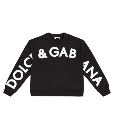 Shop Dolce & Gabbana Logo Cotton Jersey Sweatshirt In Black