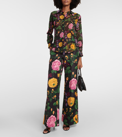 Carolina Herrera Floral Blouse In Black