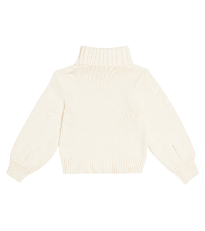 Shop Chloé Turtleneck Cotton And Wool Sweater In White