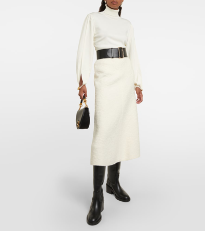 Shop Chloé Wool-blend Turtleneck Sweater In White