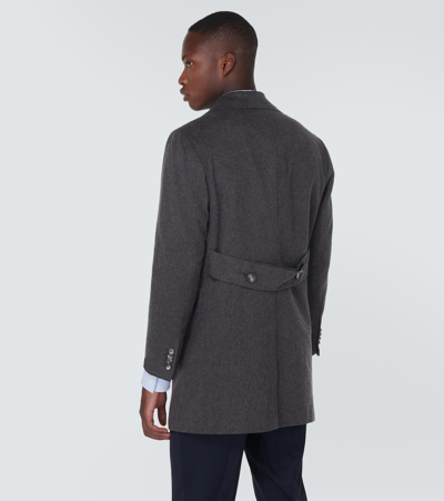 Shop Kiton Single-breasted Cashmere Coat In Grey