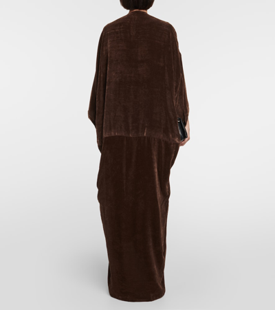 Shop Rick Owens Tommykite Velvet Gown In Brown