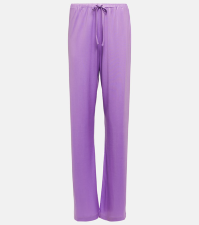 Shop Dries Van Noten Jersey Straight Pants In Purple