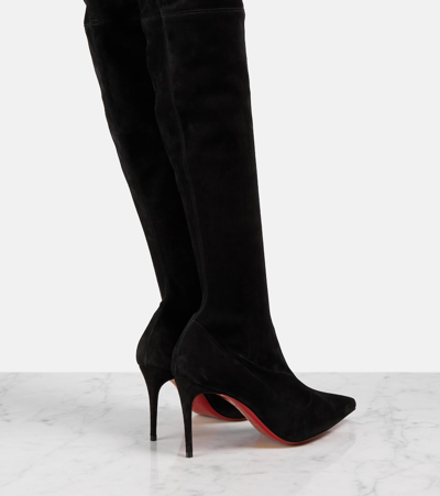 Shop Christian Louboutin Kate Botta 85 Suede Over-the-knee Boots In Black