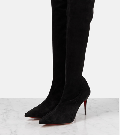 Shop Christian Louboutin Kate Botta 85 Suede Over-the-knee Boots In Black