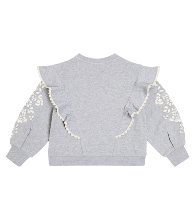 Chloé Girls Grey Floral Embroidered Sweatshirt In Grey