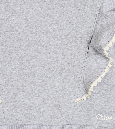 Chloé Girls Grey Floral Embroidered Sweatshirt In Grey