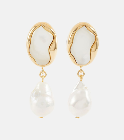 Shop Chloé Sybil Baroque Faux Pearl Earrings In Gold