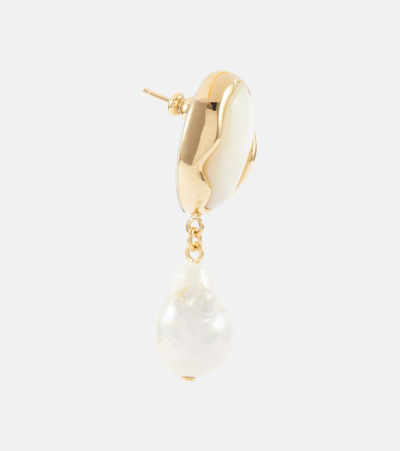Shop Chloé Sybil Baroque Faux Pearl Earrings In Gold