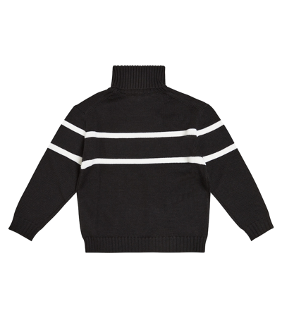 Shop Dolce & Gabbana Logo Virgin Wool Turtleneck Sweater In Black