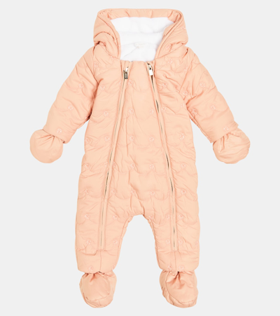 Shop Chloé Kids Baby Embroidered Snowsuit In Pink
