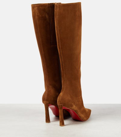 Shop Christian Louboutin Condora Botta 85 Suede Knee-high Boots In Brown