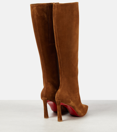 Christian Louboutin Condora Botta 85 Suede Knee-high Boots In Brown