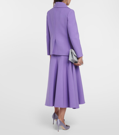 Shop Oscar De La Renta Double-breasted Wool-blend Blazer In Purple