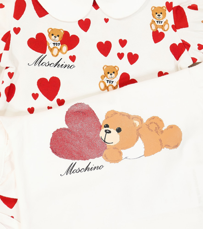 Shop Moschino Baby Teddy Bear Set Of 2 Cotton Jersey Onesies In White