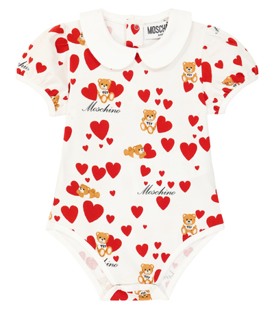 Shop Moschino Baby Teddy Bear Set Of 2 Cotton Jersey Onesies In White