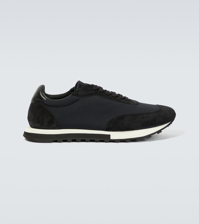 The Row Owen Leather- And Suede-trimmed Nylon Sneakers In Black