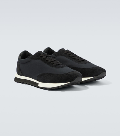 The Row Owen Leather- And Suede-trimmed Nylon Sneakers In Black