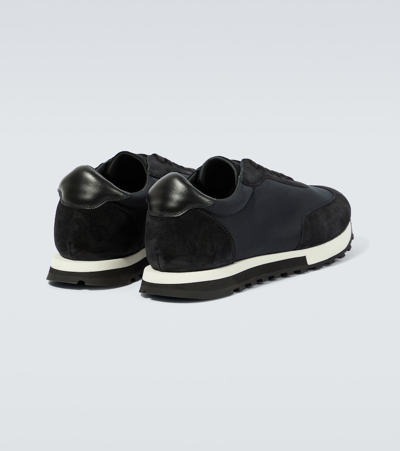 The Row Owen Leather- And Suede-trimmed Nylon Sneakers In Black