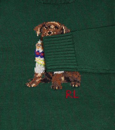 Shop Polo Ralph Lauren Intarsia Knit Cotton Sweater In Green