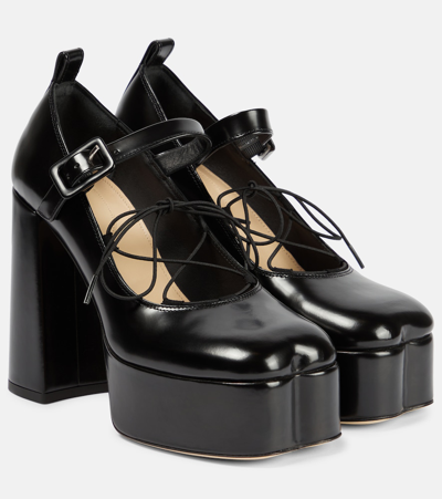 Shop Simone Rocha Leather Ballerina Platform Pumps In Black