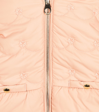 Shop Chloé Kids Baby Embroidered Puffer Jacket In Pink