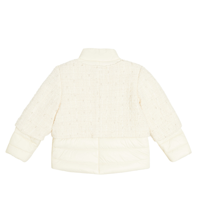 Shop Balmain Tweed Puffer Jacket In White