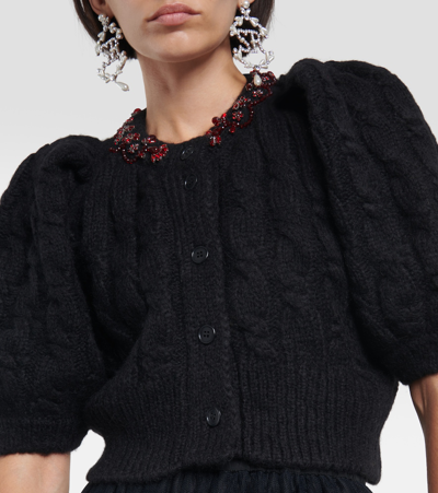 Shop Simone Rocha Cable-knit Alpaca-blend Cardigan In Multicoloured