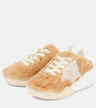 Shop Stella Mccartney Loop Faux Fur Sneakers In Multicoloured