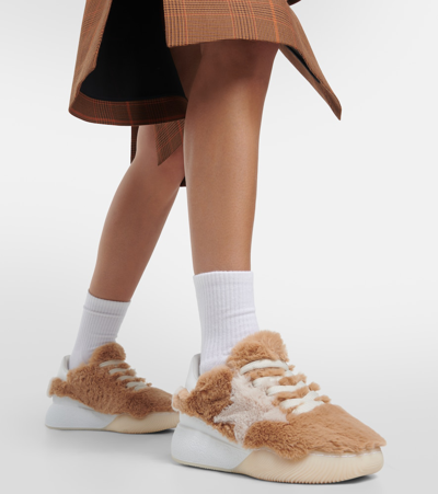 Shop Stella Mccartney Loop Faux Fur Sneakers In Multicoloured