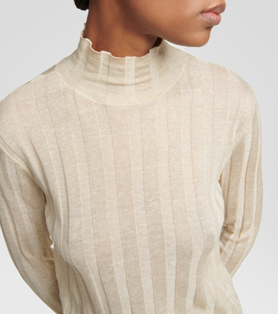The Row Honna Knit Turtleneck Top In White