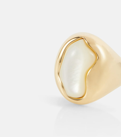 Shop Chloé Sybil Faux Pearl Ring In Gold