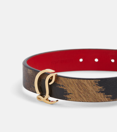 Shop Christian Louboutin Cl Animal-print Leather Bracelet In Multicoloured